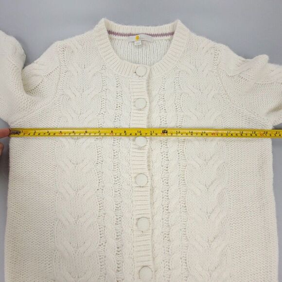 BODEN Alpaca Vintage Preppy Cable Knit Claire Cardigan Sweater Ivory White 12 14 - Picture 4 of 6
